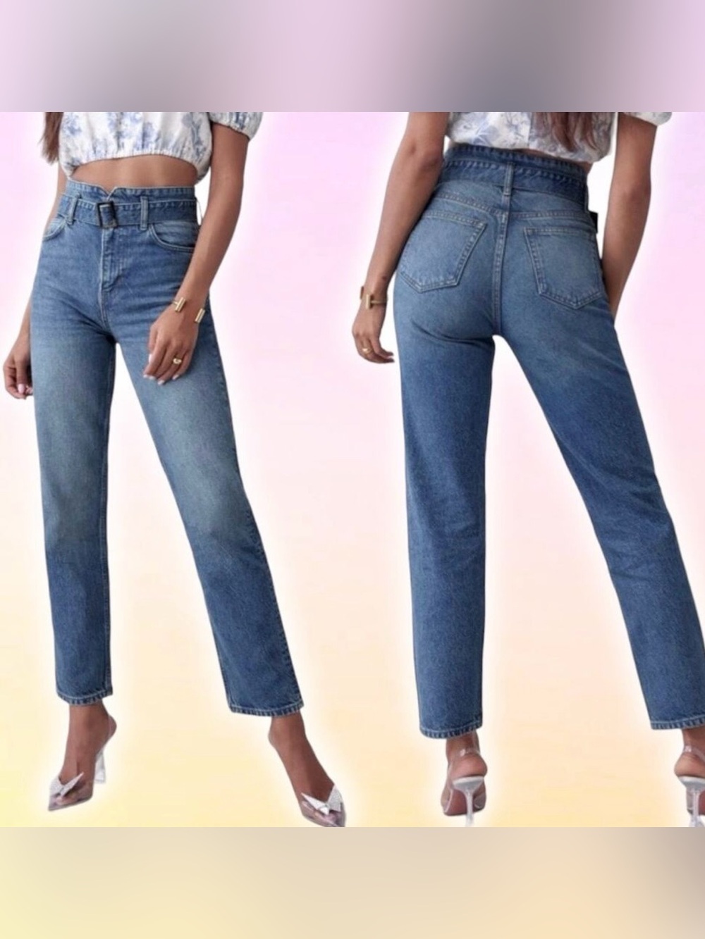 REFORMATION Cynthia Belted High Rise Straight Jean Sz 26